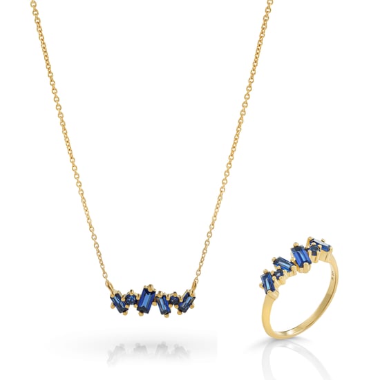 Orphelia 'Novel' Dames 925 Sterling Zilveren Set: Ketting + Ring - Gouden SET-7534 - Image 1
