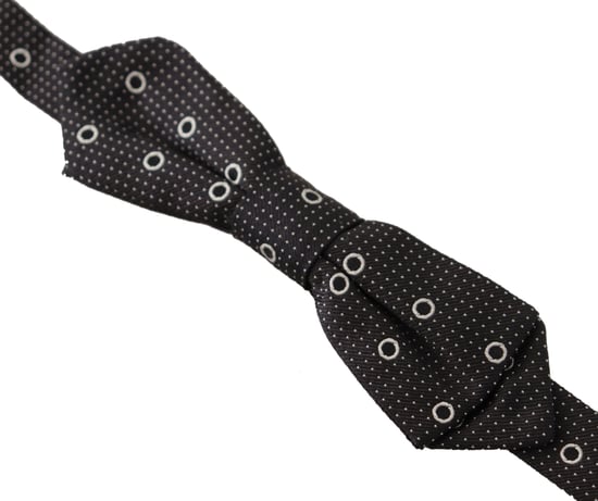 Dolce & Gabbana Black White Polka Dot 100% Silk Neck Papillon Men's Tie