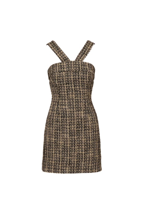 Tweed Sheath Short Dress in Black