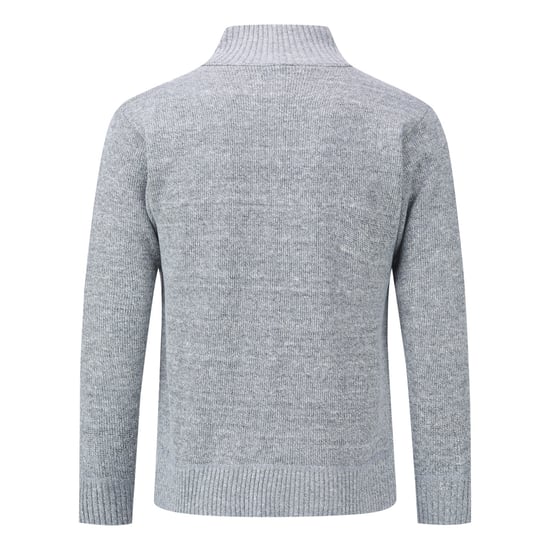 Men's Cardigan with Zip Cardigan Chunky Knit with Stand-Up Collar for Winter Light Grey