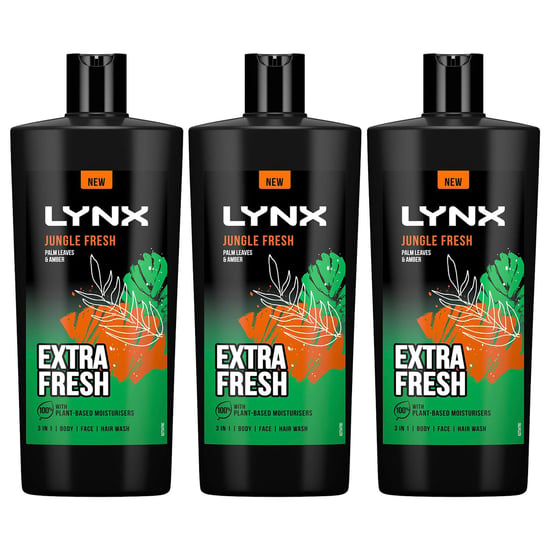 Lynx 3in1 Body, Face & Hair Wash Shower Gel Extra Fresh Jungle Fresh 700ml, 3pk