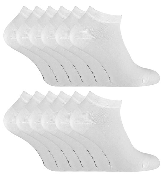 12 Pair Multipack Mens Bamboo Trainer Socks | Breathable Socks - White - Image 1