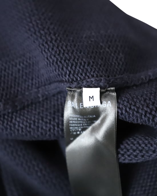Balenciaga Oversized Broderad Collegemärke Tröja i Mörkblå Bomull - Image 5