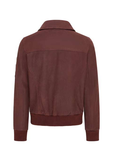 Mens Burgundy A2 Cowhide Leather Bomber Jacket-Eura