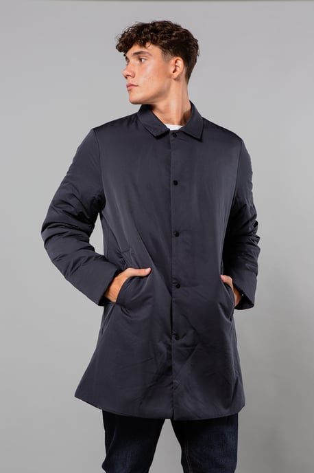 Navy Mid-Length Coat With Collar
