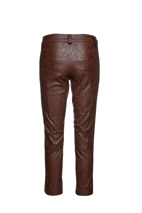 Chocolate Brown Faux Moire Leather 7/8 Pants - Image 3