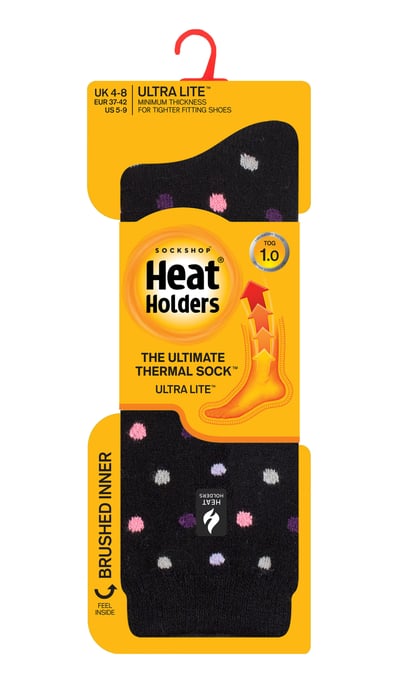 Heat Holders - Ladies Ultra Lite Thermal Brushed Inner Yarn Design Socks - Black/ Purple (Nicosia) - Image 2