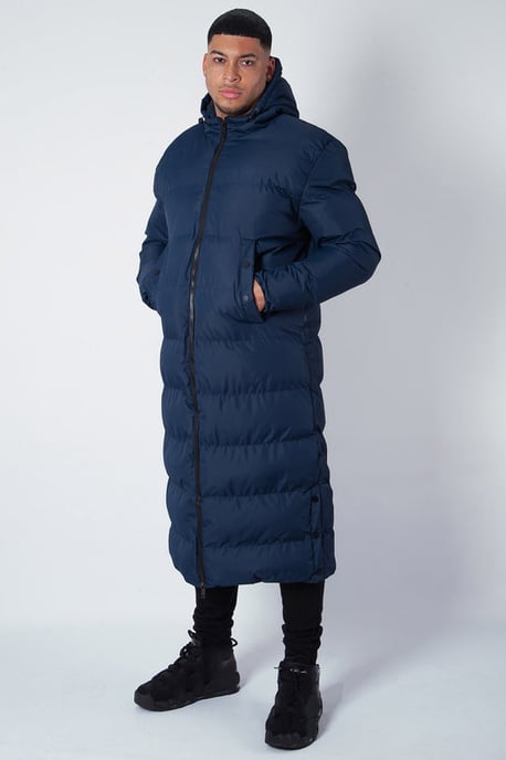 Soulstar Mens Longline Padded Puffer Jacket Hooded