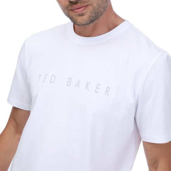Men's Ted Baker Broni Branded T-Shirt in White - Image 3