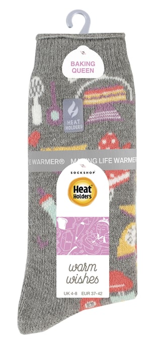 Womens Fun Hobby Socks | Heat Holders Lite | Novelty Winter Fleece Lined Thermal Socks - Love To Bake - Image 2