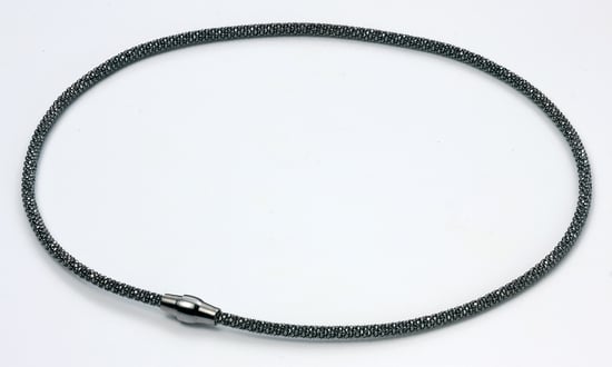 Elements Sterling Silver, Ladies, N3457, Ruthenium Diamond Bead Chain Necklace of Length 41cm