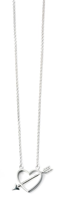 Elements Silver Ladies Rhodium Plated Arrow Through Heart Necklace of Length 41-46cm