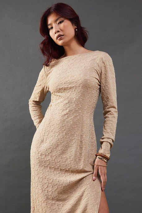 Jersey Jacquard Slash Neck Scoop Back Midi Dress - Image 4