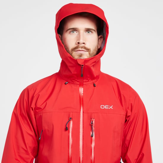 OEX Men's Tirran Waterproof Athletic Fit Jacket with Adjustable Hood, Hiking Raincoat
