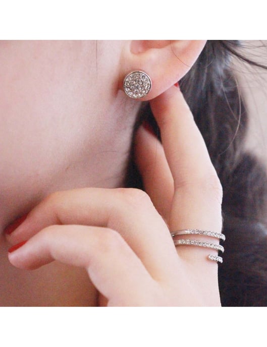 Round Earrings - Silver and Crystal - Image 2