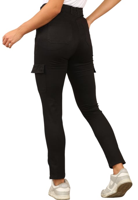 MYT Womens Cargo Chino Ankle Grazer Trousers in Black