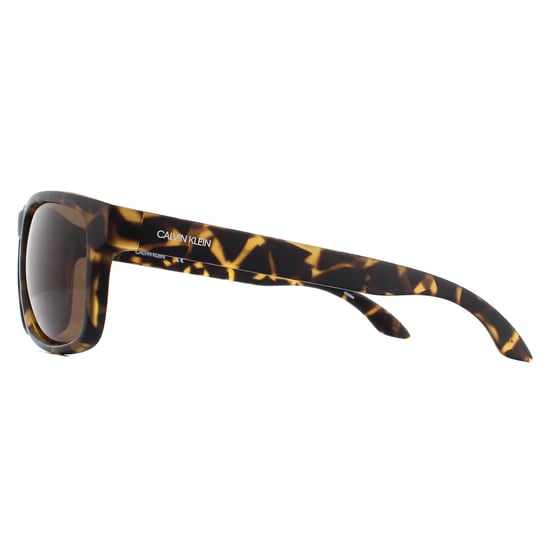 Calvin Klein Rectangle Mens Matte Dark Tortoise Brown Sunglasses