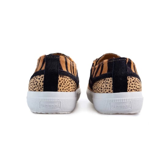 Superga Cheetah & zebra geprinte rundleren sandalen voor volwassenen (Zwart) - Image 2