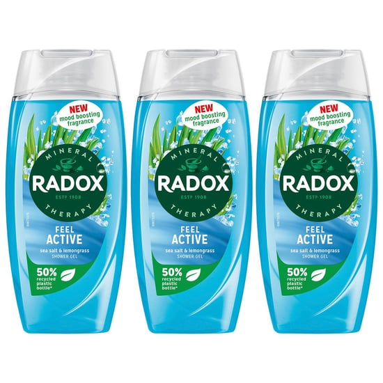 Radox Mineral Therapy Shower Gel Feel Active with Sea Salt & Lemongrass, 225ml,3 Pack