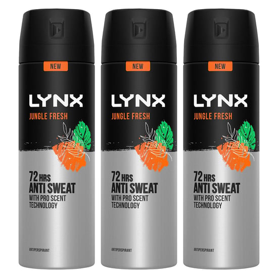 Lynx Jungle Fresh Antiperspirant Spray 72H Protection Deodorant 200ml, 3 Pack