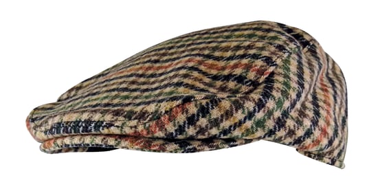 Mens Vintage Houndstooth Plaid Wool Blend Newsboy Flat Ivy Cap Hat - GL228A Beige - Image 1