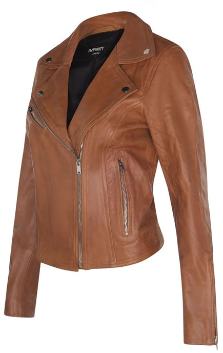 Classic Women's Brando Leather Biker Jacket from Loughton