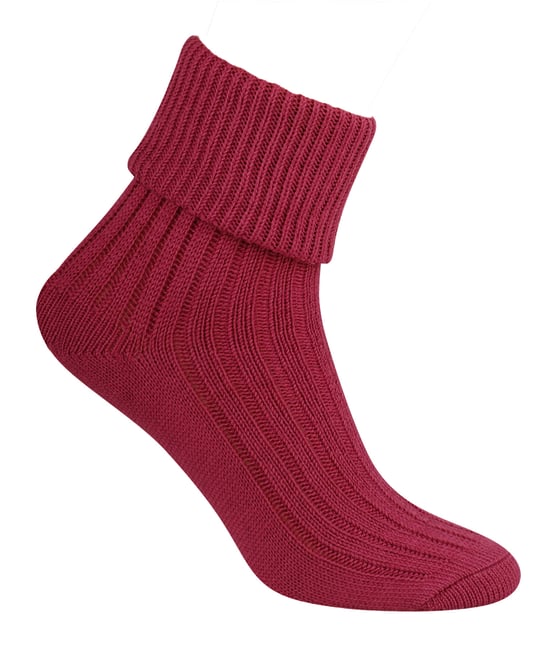 Womens Wool Bed Socks | Steven | Super Soft Cosy Lounge Sleep Socks - Wine - Image 2