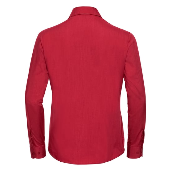 Russell Collection Dames/Dames Klassiek Polycotton Easy-Care Shirt met Lange Mouwen (Klassiek rood) - Image 2