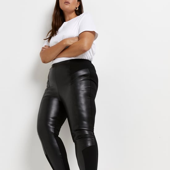 River Island Womens Leggings Plus PU Ponte Mix - Black - Image 4