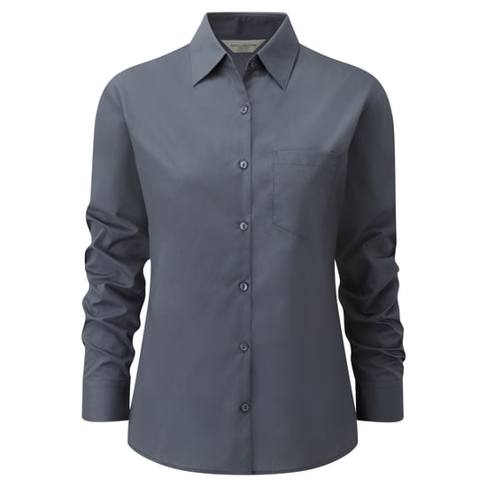 Russell Collectie Dames / Dames Lange Mouwen Shirt (Konvooi Grijs) - Image 2