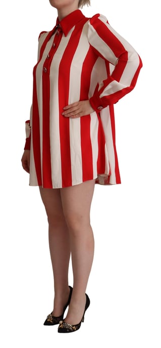Dolce & Gabbana Women's White Red Stretch Mini Shirt Gown Dress - Image 2