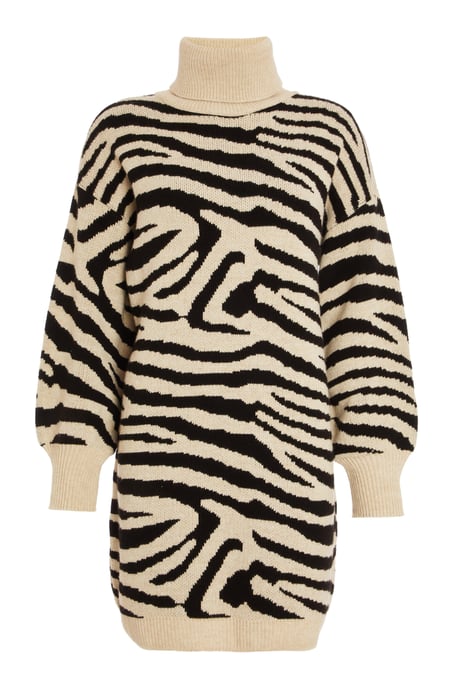 Stone Animal Print Knitted Jumper Dress