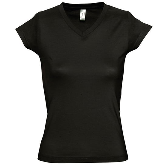 SOLs Womens/Ladies Moon V Neck Short Sleeve T-Shirt (Deep Black) - Image 1