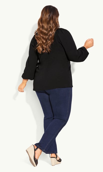 EVANS Women's Ruffle Front Blouse - black