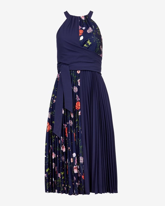 Ted Baker Pritee Hedgerow Pleat Detail Dress, Dark Blue