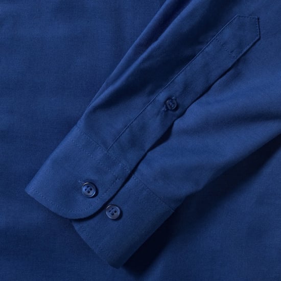 Russell Collection Mens Long Sleeve Easy Care Oxford Shirt (Bright Royal) - Image 4