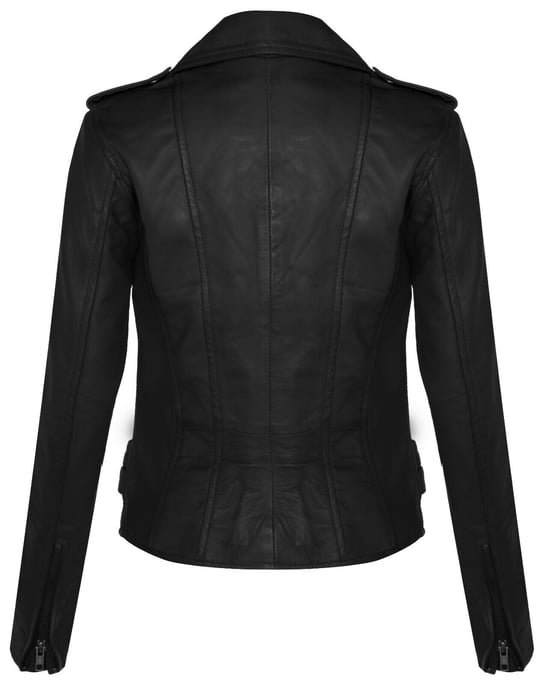 Womens Leather Brando Biker Jacket-Loddon