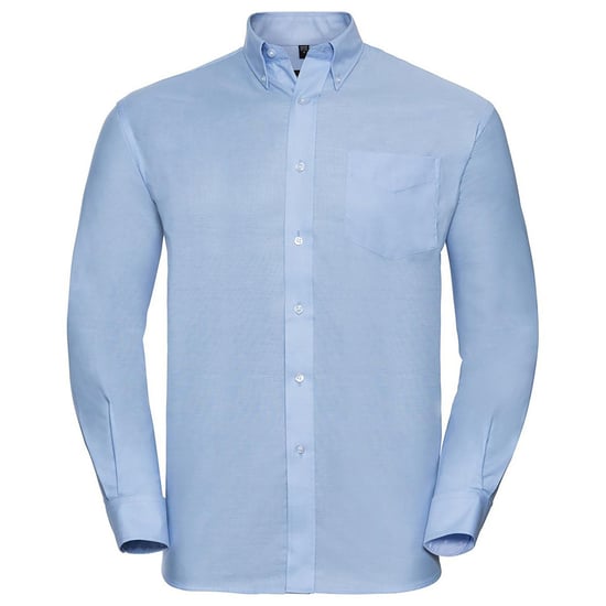 Russell Collection Långärmad Oxford-skjorta för män med lång ärm och lättskött skötsel (Oxford Blue) - Image 1