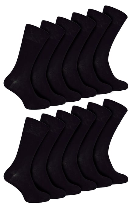 IOMI - 12 Pair Multipack Mens Diabetic Bamboo Socks | Extra Wide Seamless Socks with Non Elastic Gentle Grip Top - Black - Image 1