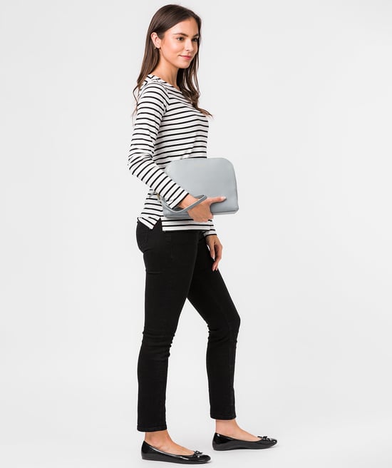 'Brompton' Cashmere Blue Leather Make-Up Bag