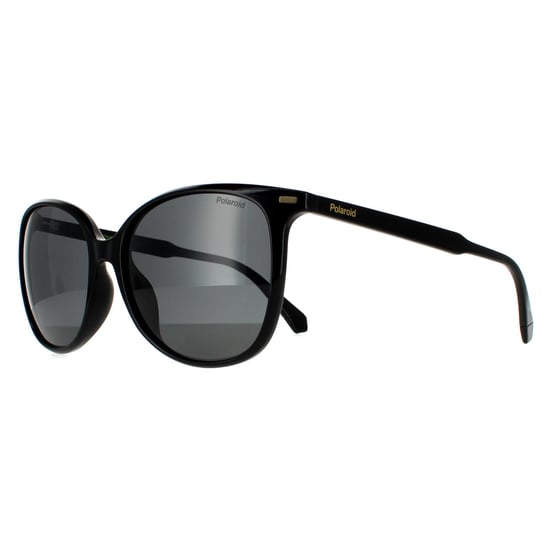Polaroid Cat Eye Womens Black Grey Polarized Sunglasses - Image 2