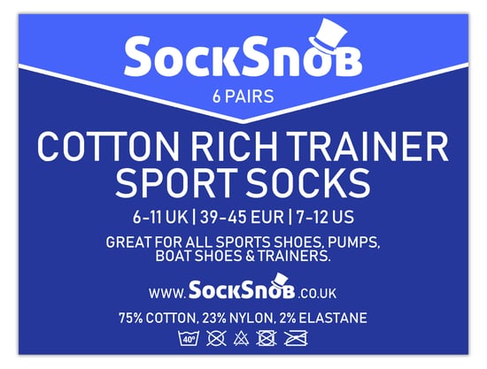 SOCK SNOB - 6 Pack Mens Cotton Low Cut Quarter Gym / Trainer Socks - Image 2