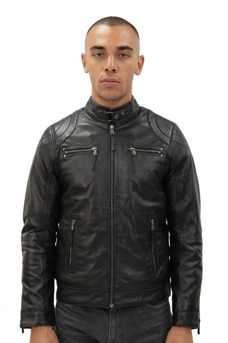 Mens Moto Leather Biker Jacket-Taiwan