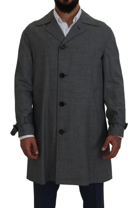 Plaid Wool Trench Coat - Image 4