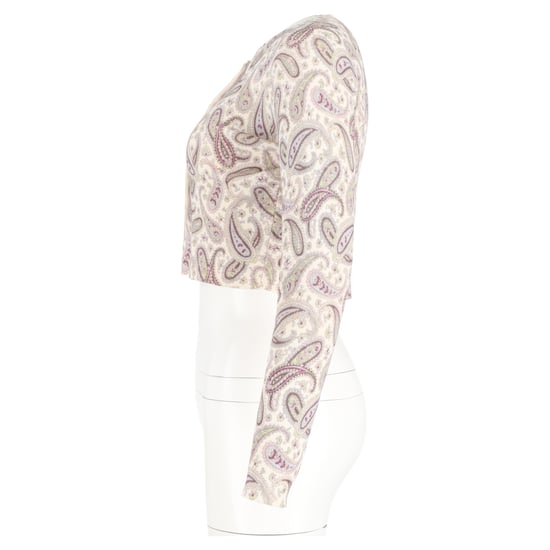 Etro Cropped Paisley Cardigan in Beige Wool - Image 5
