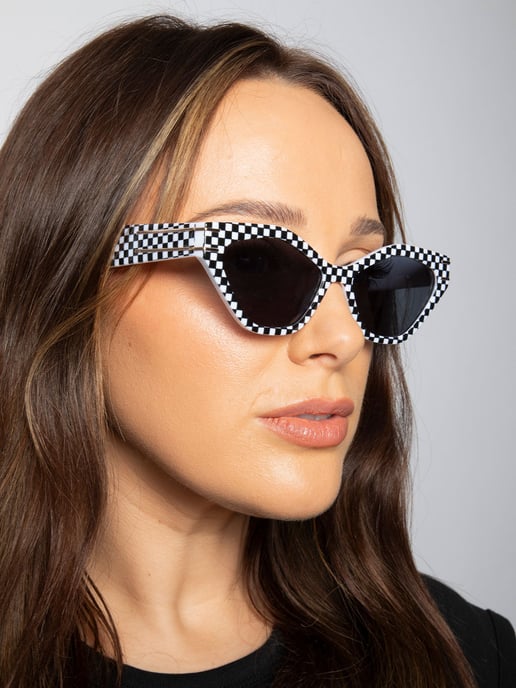 Angular Sunglasses in Black and White Check
