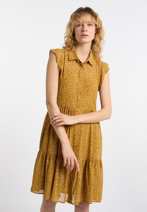 Dreimaster Blouse jurk Dames Donkergeel veelkleurig - Image 3