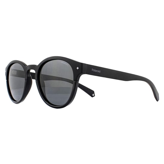 Polaroid Round Mens Black Grey Polarized Sunglasses