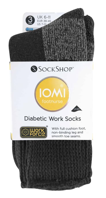 3 Pairs Mens Loose Top Comfort Cushioned Cotton Diabetic Work Socks - Image 2