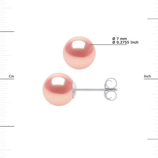 DIADEMA - Earrings - White Gold and Real Freshwater Pearls - Pink